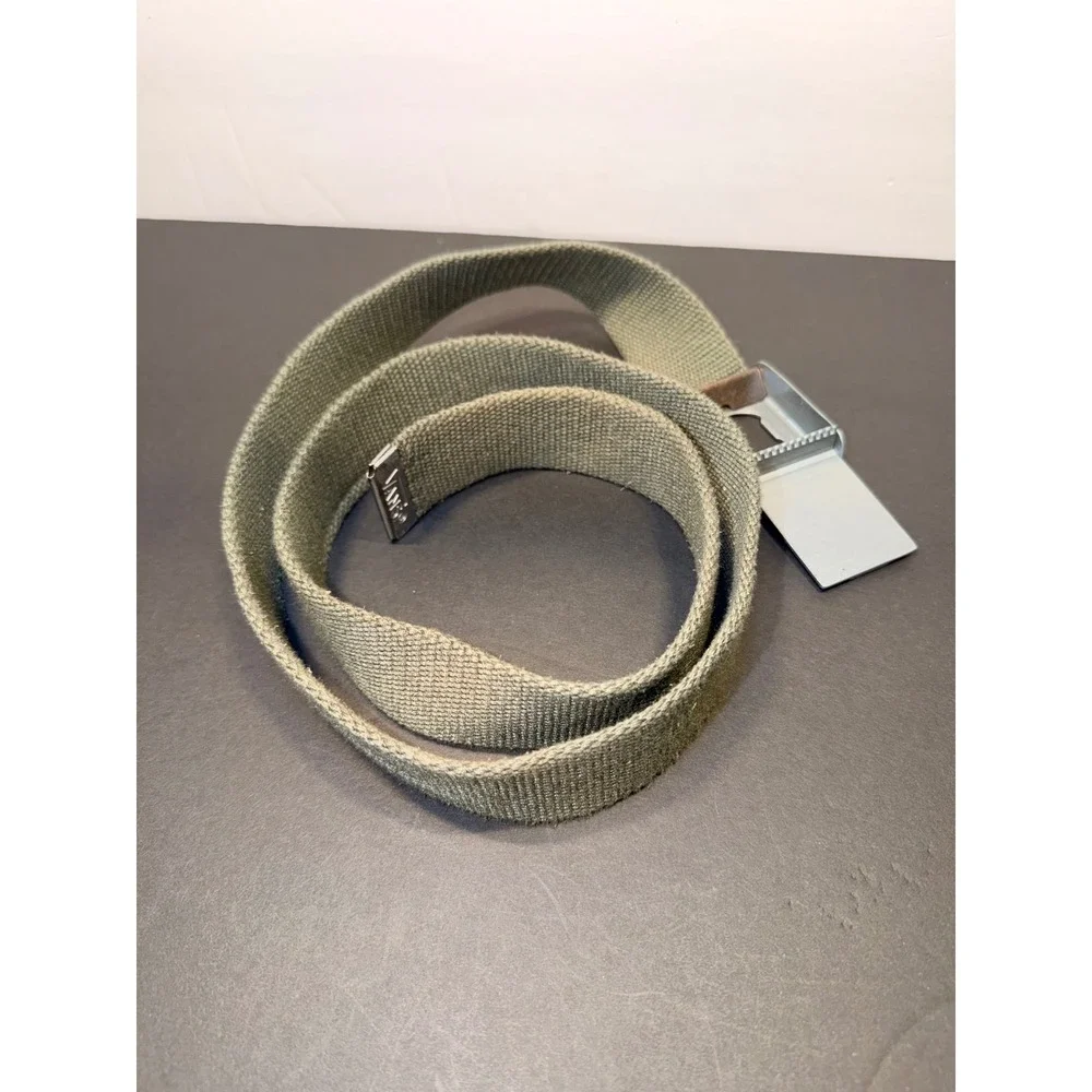 Vans Off The Wall Mens Web Belt Olive Green Canvas Flip Top Bottle Opener Buckle